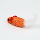 Игрушка для кошек "Мышь сизалевая малая" с меховым хвостом, 5,5 см, оранжевая - Фото 3