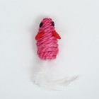 Игрушка для кошек "Мышь сизалевая малая" с меховым хвостом, 5,5 см, розовая - Фото 2