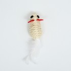 Игрушка для кошек "Мышь сизалевая малая" с меховым хвостом, 5,5 см, белая - Фото 2