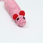 Игрушка сизалевая "Длинная мышь", 14,5 см, розовая - фото 6807972