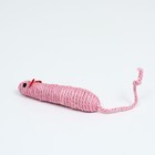 Игрушка сизалевая "Длинная мышь", 14,5 см, розовая - фото 6807974