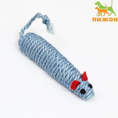 Игрушка сизалевая «Длинная мышь», 14.5 см, синяя