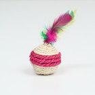 Мяч сизалевый с перьями "Леденец", 5 см,белая/розовая - фото 6807986