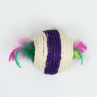 Шарик сизалевый большой с пластиковым внутри, 7.5 см, фиолетовый/белый - Фото 2