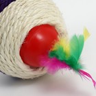 Шарик сизалевый большой с пластиковым внутри, 7.5 см, фиолетовый/белый - Фото 3