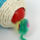 Шарик сизалевый большой с пластиковым внутри, 7.5 см, голубой/белый - Фото 3