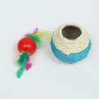 Шарик сизалевый большой с пластиковым внутри, 7.5 см, голубой/белый - Фото 4