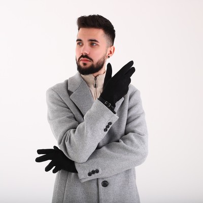 Перчатки мужские, безразмерные, без утеплителя, цвет чёрный