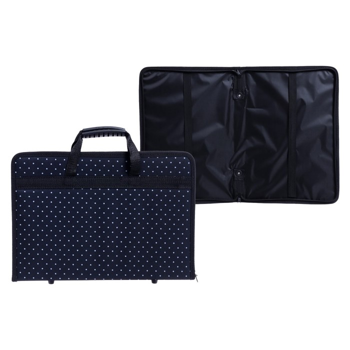 Папка с ручками текстильная, А4, 370×260 мм × 40 мм, каркасная, 2В4 «Вдохновение. Белый горох» - Фото 1