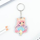 Брелок для ключей деревянный аниме «Девочка-котенок», 4×6 см - Фото 2