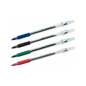 

Набор ручек шариковых BIC Cristal Grip, 4 штуки, узел 1.0 мм, среднее письмо, чернила синие, чёрные, красные, зелёные, резиновый упор, прозрачный корп