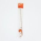 Дразнилка "Сизалевый шар" с перьями и бубенчиком, на деревянной ручке, 40 см, оранжевый шар - фото 6808202