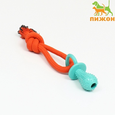 Игрушка жевательная с канатом «Сосочка», до 25 см, оранжевая, голубая