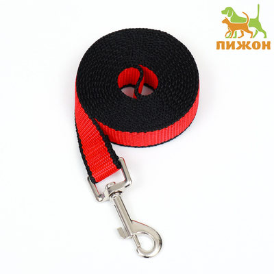 Поводок, 2 м × 2 см, красный, чёрный