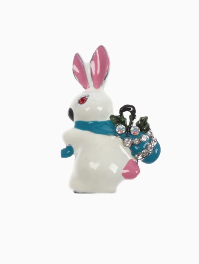 Брошь «Заяц» путешественник, цветная в золоте