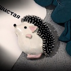 Брошь-кулон «Ёжик» мечтатель, цвет бело-розовый в чернёном в серебре - Фото 6