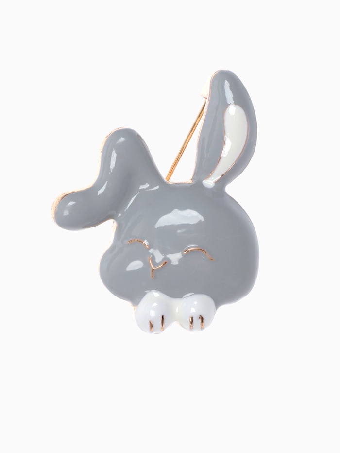 Брошь «Крольчонок» с лапками, цвет серо-белый в золоте - Фото 1