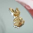 Брошь «Зайчик» цветочный хвостик, цвет бело-розовый в золоте - Фото 3