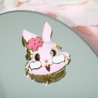 Брошь «Кролик» румяные щёчки, цвет розовый в золоте - фото 6808390