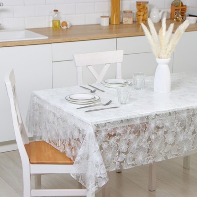 Скатерть «Гибискус», 132×180 см, белая