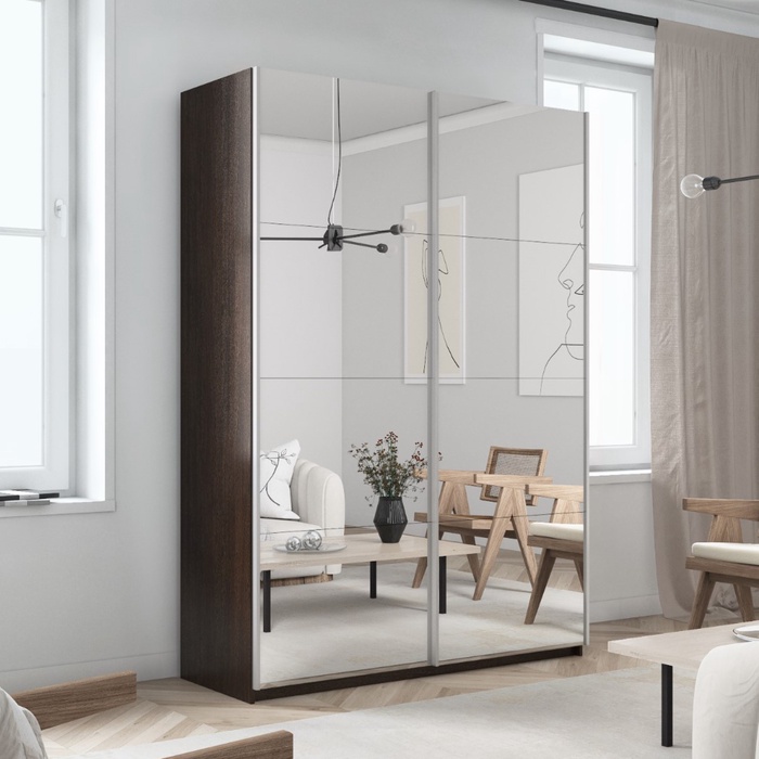 Шкаф-купе «Прайм», 1200×570×2300 мм, 2-х дверный, зеркало, цвет венге - Фото 1