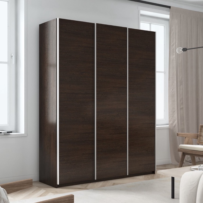 Шкаф-купе «Прайм», 1800×570×2300 мм, 3-х дверный, ЛДСП, цвет венге - Фото 1
