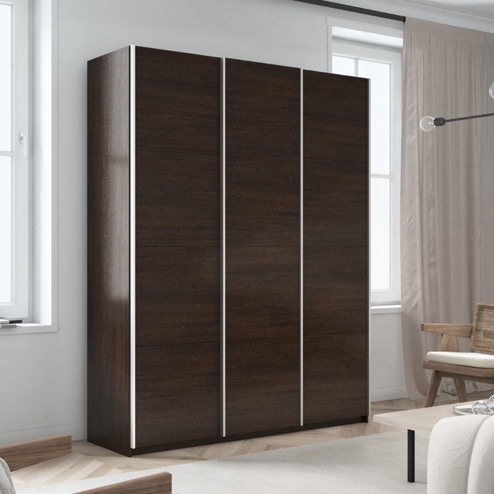 Шкаф-купе «Прайм», 2100×570×2300 мм, 3-х дверный, ЛДСП, цвет венге - Фото 1