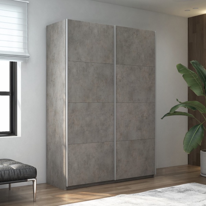 Шкаф-купе «Прайм», 1200×570×2300 мм, 2-х дверный, ЛДСП, цвет бетон - Фото 1