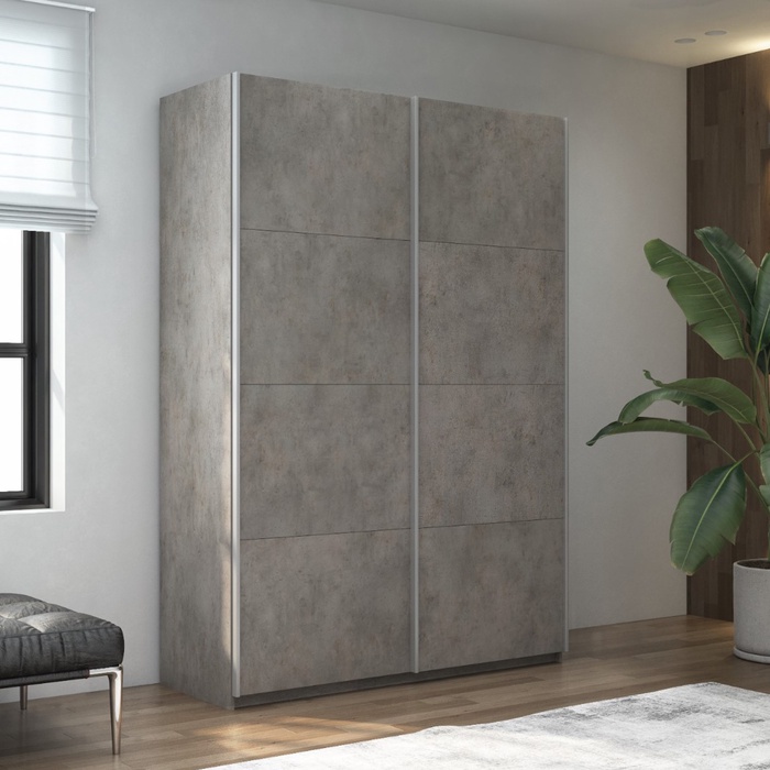 Шкаф-купе «Прайм», 1400×570×2300 мм, 2-х дверный, ЛДСП, цвет бетон - Фото 1