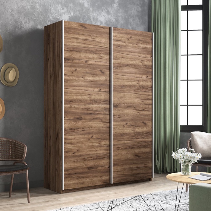 Шкаф-купе «Прайм», 1400×570×2300 мм, 2-х дверный, ЛДСП, цвет дуб табачный - Фото 1