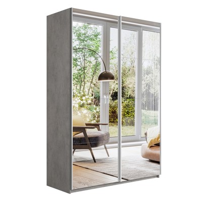 Шкаф-купе «Прайм», 1400×570×2300 мм, 2-х дверный, зеркало, цвет бетон