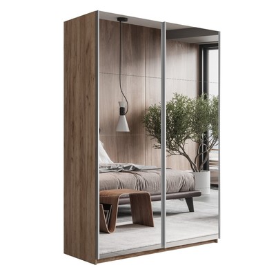 Шкаф-купе «Прайм», 1400×570×2300 мм, 2-х дверный, зеркало, цвет дуб табачный