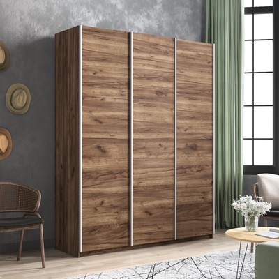 Шкаф-купе «Прайм», 1800×570×2300 мм, 3-х дверный, ЛДСП, цвет дуб табачный