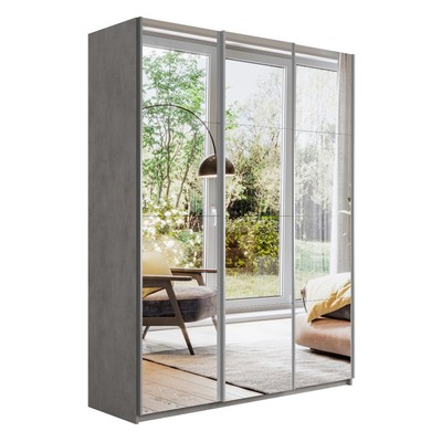 Шкаф-купе «Прайм», 1800×570×2300 мм, 3-х дверный, зеркало, цвет бетон