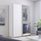 Шкаф-купе «Прайм», 1200×570×2300 мм, 2-х дверный, ЛДСП / зеркало, цвет белый снег - Фото 1