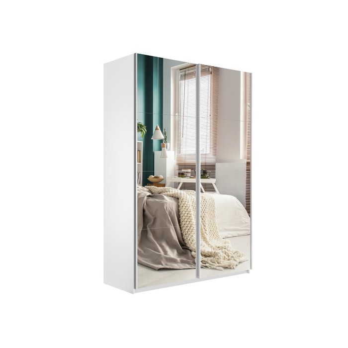 Шкаф-купе «Прайм», 1400×570×2300 мм, 2-х дверный, зеркало, цвет белый снег - Фото 1