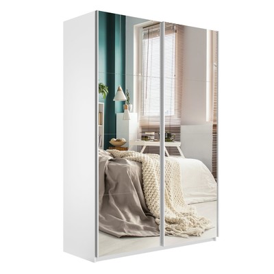 Шкаф-купе «Прайм», 1600×570×2300 мм, 2-х дверный, зеркало, цвет белый снег