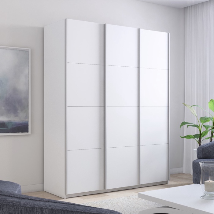 Шкаф-купе «Прайм», 2100×570×2300 мм, 3-х дверный, ЛДСП, цвет белый снег - Фото 1