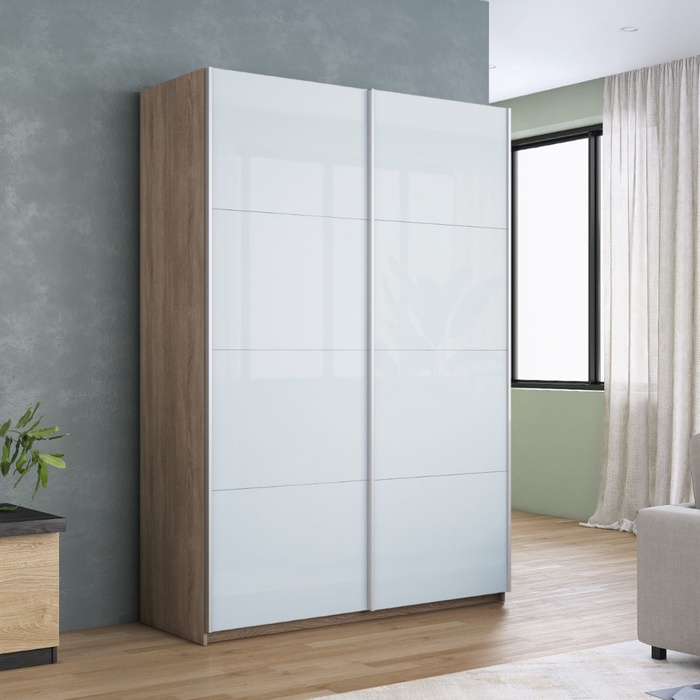 Шкаф-купе «Прайм», 1200×570×2300 мм, 2-х дверный, белое стекло, цвет сонома - Фото 1