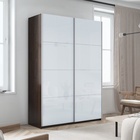 Шкаф-купе «Прайм», 1600×570×2300 мм, 2-х дверный, белое стекло, цвет венге - Фото 1