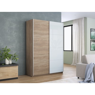 Шкаф – купе «Прайм», 2 двери, с стеклом, 1400×570×2300 мм, цвет белый/сонома