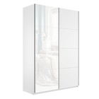 Шкаф-купе «Прайм», 1400×570×2300 мм, 2-х дверный, ЛДСП / белое стекло, цвет белый снег - Фото 1