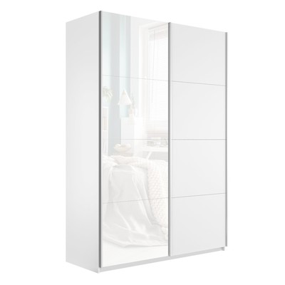 Шкаф-купе «Прайм», 1600×570×2300 мм, 2-х дверный, ЛДСП / белое стекло, цвет белый снег