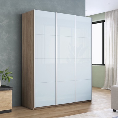 Шкаф-купе «Прайм», 1800×570×2300 мм, 3-х дверный, белое стекло, цвет сонома