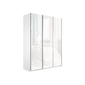Шкаф-купе «Прайм», 1800×570×2300 мм, 3-х дверный, белое стекло, цвет белый снег