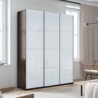 Шкаф-купе «Прайм», 2100×570×2300 мм, 3-х дверный, белое стекло, цвет венге - Фото 1