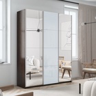 Шкаф-купе «Прайм», 2100×570×2300 мм, 3-х дверный, 2 зеркала / белое стекло, цвет венге - Фото 1