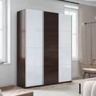 Шкаф-купе «Прайм», 2100×570×2300 мм, 3-х дверный, 2 белых стекла / ЛДСП, цвет венге - Фото 1