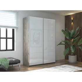 Шкаф-купе «Прайм», 1200×570×2300 мм, 2-х дверный, белое стекло, цвет бетон
