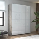 Шкаф-купе «Прайм», 1800×570×2300 мм, 3-х дверный, белое стекло, цвет бетон - Фото 1